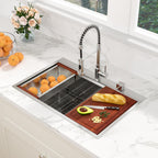 Sarlai 33in Drop In Single Bowl Stainless Steel Workstation Kitchen Sink