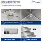 Sarlai 26in Undermount Single Bowl Stainless Steel Kitchen Sink