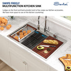 Sarlai 33'' x 22'' Single Bowl Drop In Stainless Steel Workstation Kitchen Sink