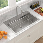Sarlai 31'' Stainless Steel Topmount Single Bowl Waterfall Workstation Kitchen Sink