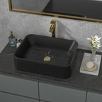 Sarlai 19''x15'' Above Counter Rectangular Black Porcelain Ceramic Bathroom Vessel Sink