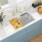 Sarlai 30in Under Counter White Granite Composite Quartz Single Bowl Workstation Kitchen Sink