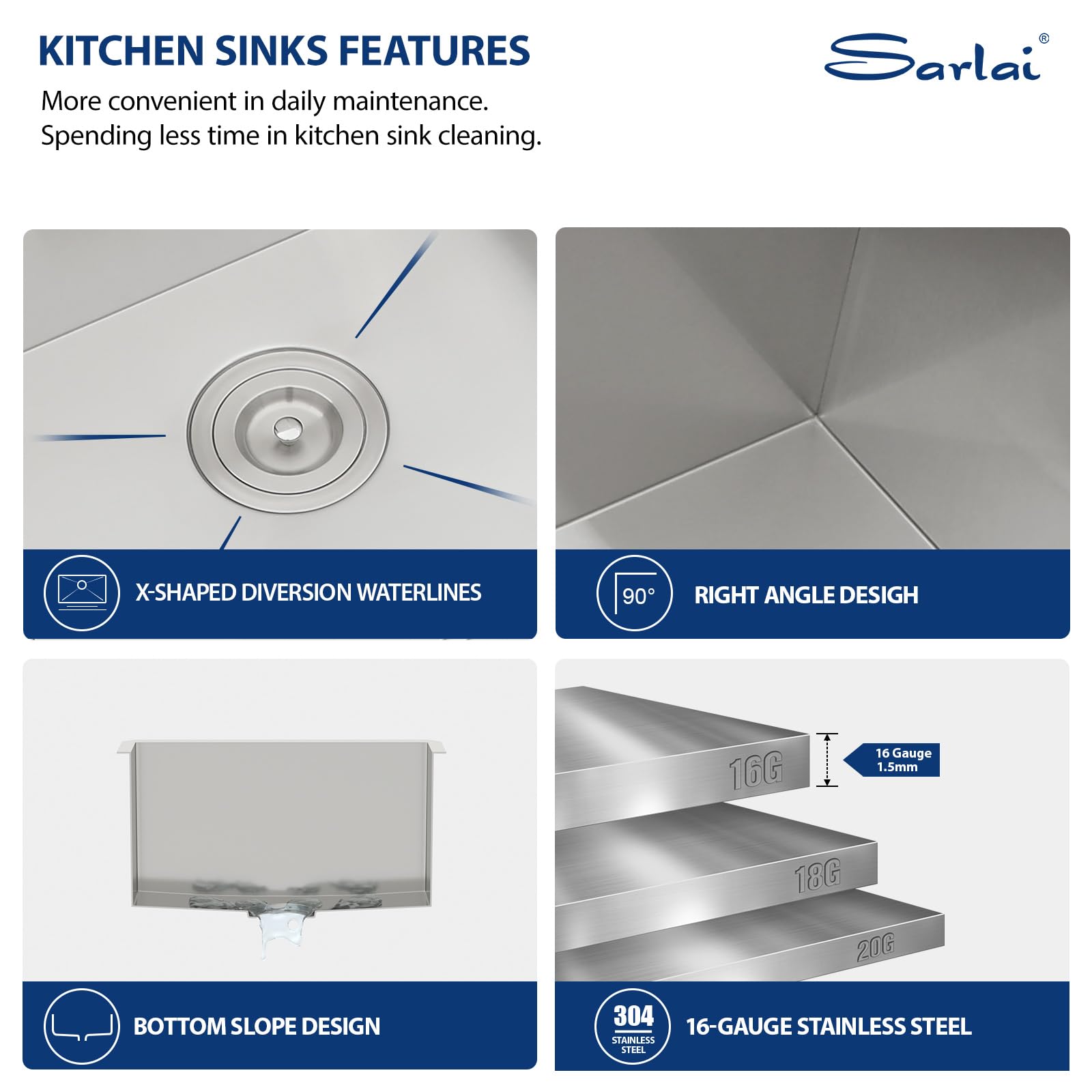 Sarlai 23 Undermount Laundry Sink - 23x18x12 Inch Undermount Utility Sink Rectangular Deep Single Bowl 16 Gauge Stainless Steel Under Counter Kitchen Laundry Tub Utility Sink Basin