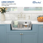 Sarlai 30in Under Counter White Granite Composite Quartz Single Bowl Workstation Kitchen Sink