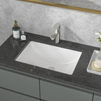 Sarlai 19.4in x 13.7in White Ceramic Rectangular Undermount Bathroom Vessel Sink with Overflow