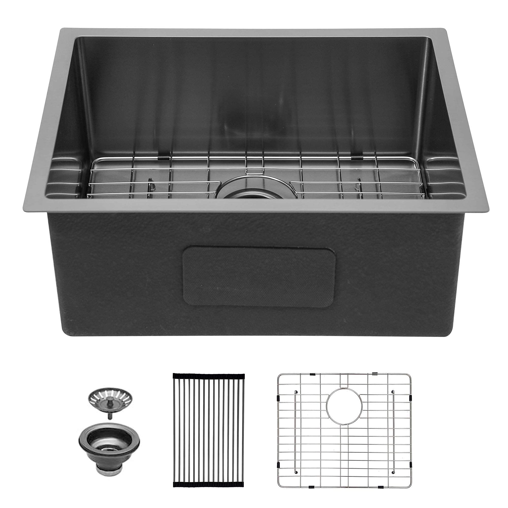 Sarlai 23'' x 18'' Undermount Gunmetal Black Single Bowl Stainless Steel Bar Sink
