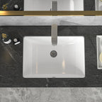 Sarlai 19.4in x 13.7in White Ceramic Rectangular Undermount Bathroom Vessel Sink with Overflow