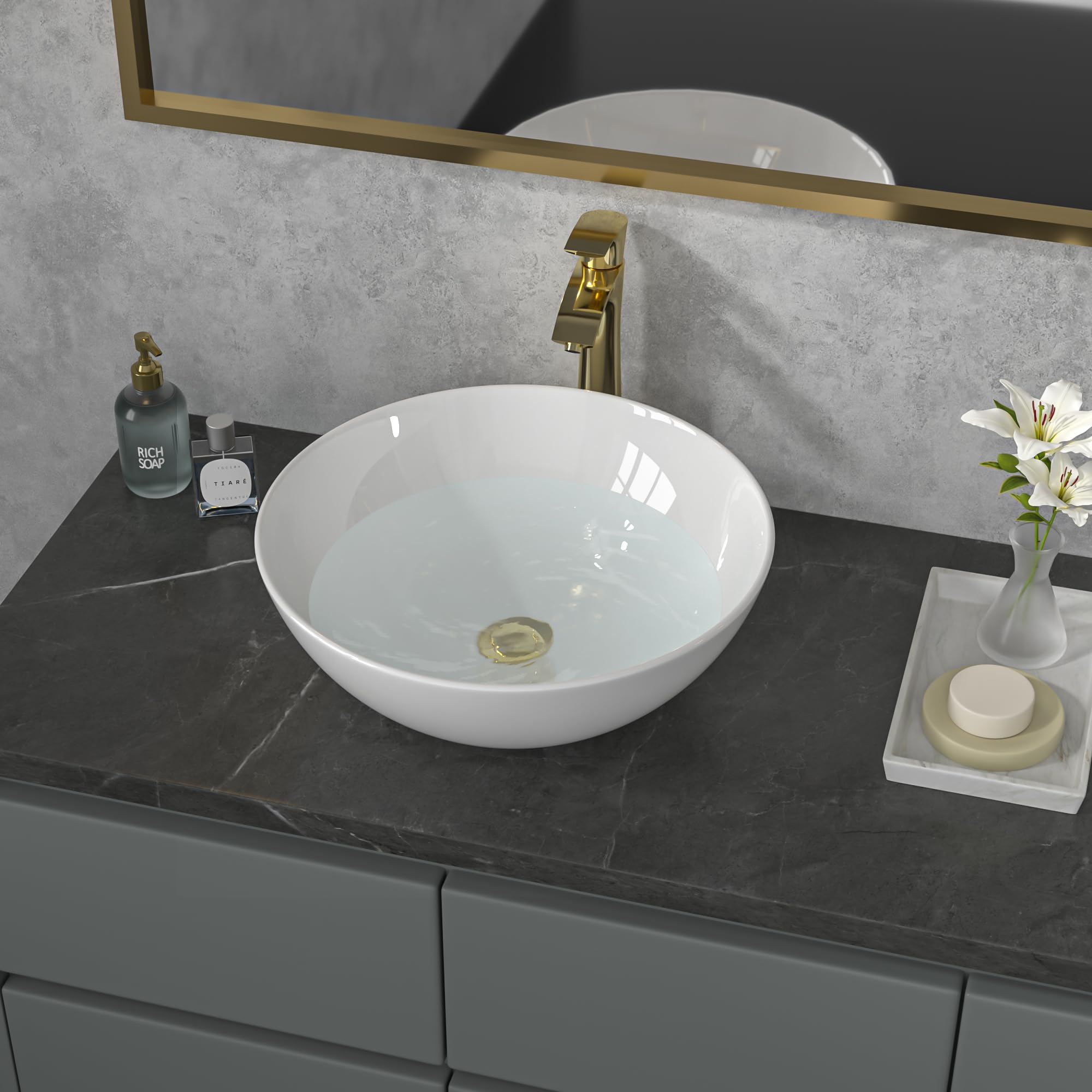 Sarlai 16'' x 16'' Modern White Ceramic Vessel Bathroom Sink