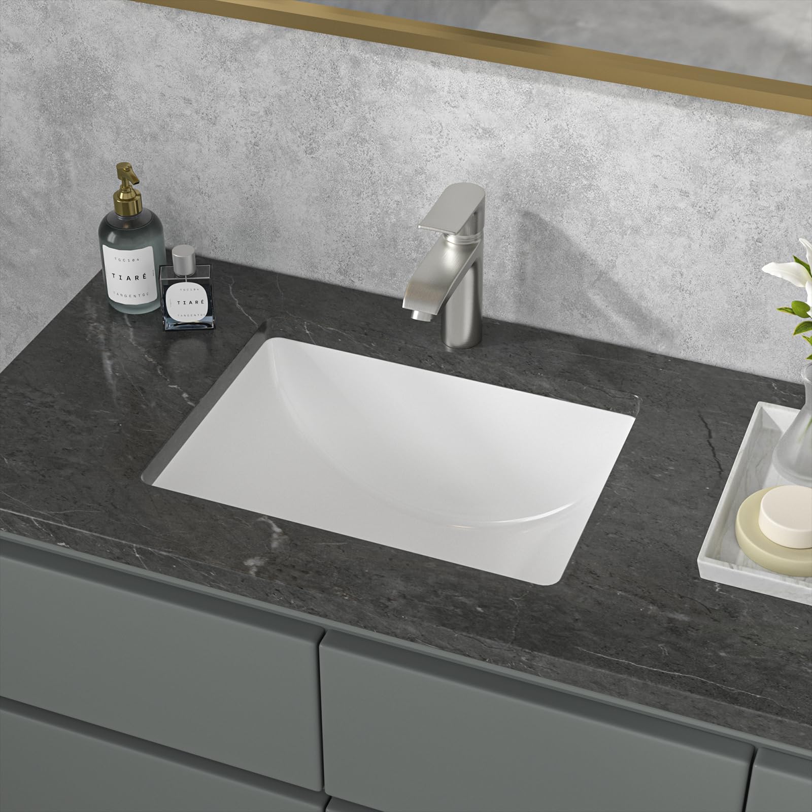 Sarlai 18'' x 14'' White Ceramic Undermount Rectangular Bathroom Sink Secondary image