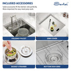 Sarlai 15'' x 17'' Stainless Steel Single Bowl Undermount Workstation Bar Sink