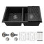 Sarlai 33in Black Granite Composite Undermount Double Bowl Kitchen Sink with Accessories