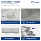 Sarlai 36in Undermount Double Bowl 60/40 Low Divide Stainless Steel Kitchen Sink with Accessories