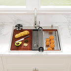 Sarlai 28''x22'' Drop-In Workstation Stainless Steel Kitchen Sink, 16 Gauge Topmount Single Bowl with Cup Rinser, Soap Dispenser & Faucet