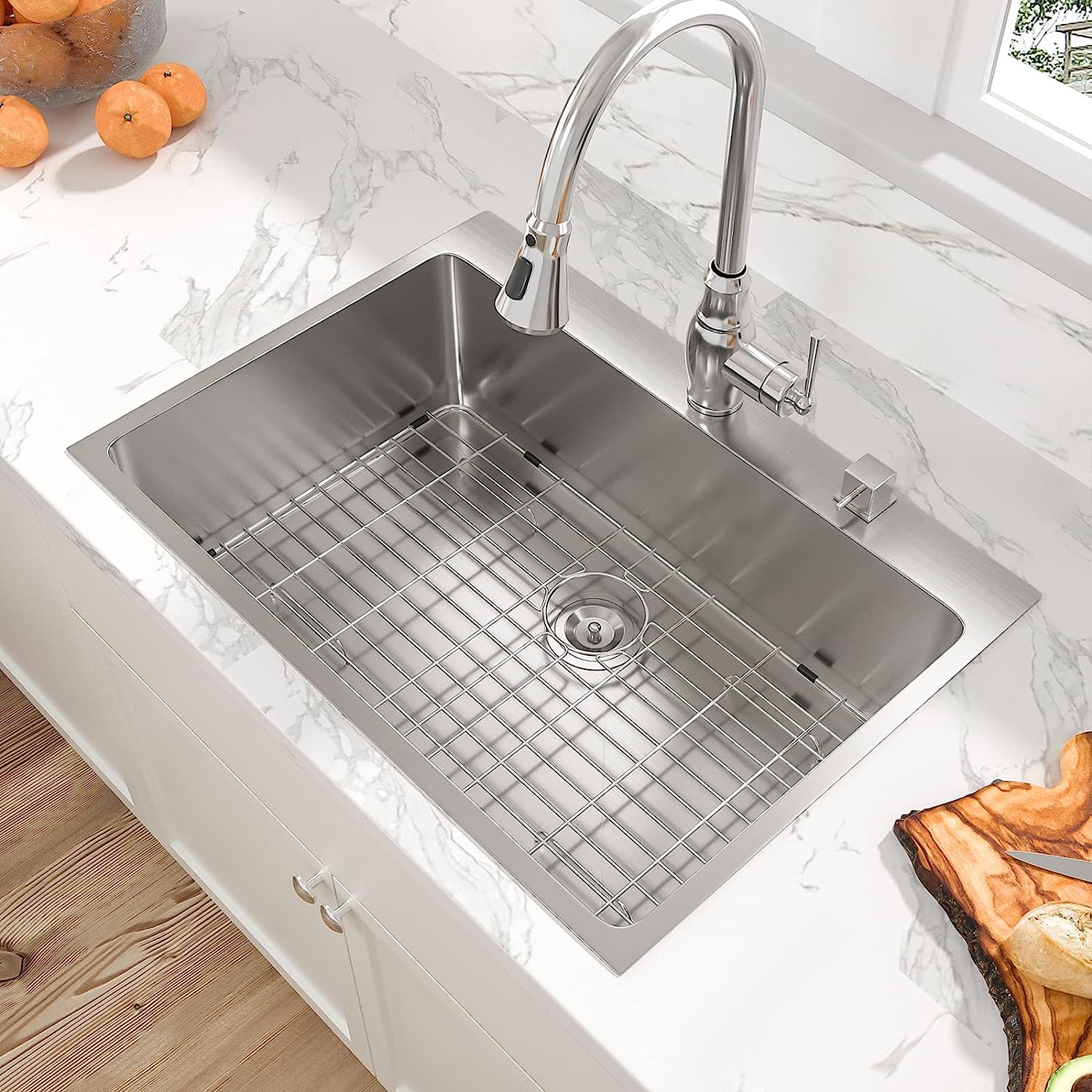 Sarlai 30'' x 22'' Stainless Steel Single Bowl Drop-In Kitchen Sink Secondary image