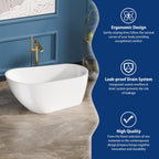 Sarlai Modern High-Back White Acrylic Freestanding Bathtub