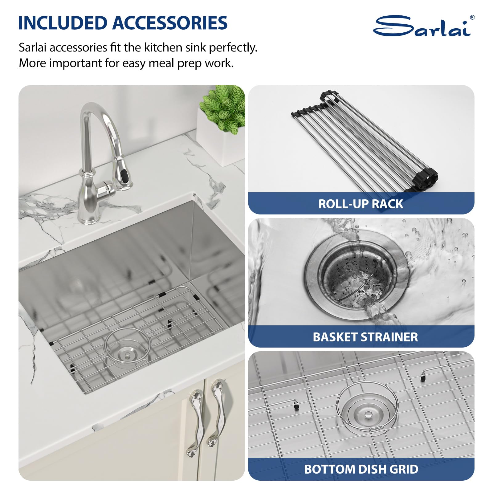 Sarlai 23 Undermount Laundry Sink - 23x18x12 Inch Undermount Utility Sink Rectangular Deep Single Bowl 16 Gauge Stainless Steel Under Counter Kitchen Laundry Tub Utility Sink Basin