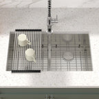 Sarlai 36 Inch Double Bowl 50/50 Low Divide Undermount Stainless Steel Kitchen Sink with Accessories