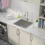 Sarlai 25'' x 22'' Stainless Steel Drop-In Double Hole Single Bowl Kitchen Sink