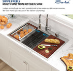 Sarlai 33in Drop In Single Bowl Stainless Steel Workstation Kitchen Sink