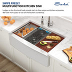 Sarlai 36''x22'' 60/40 Low Divide Double Bowl Stainless Steel Farmhouse Sink, Apron Front Undermount Workstation Farmer Kitchen Basin