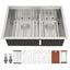 Sarlai Double Bowl Undermount Low Divide Stainless Steel Kitchen Sink