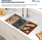 Sarlai 36in Undermount Double Bowl  60/40 Low Divide Workstation Stainless Steel Kitchen Sink