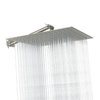 Sarlai 12'' Solid Square Ultra Thin 304 Stainless Steel Rain Shower Head, Brushed Nickel Finish with 11'' Solid Brass Adjustable Extension Shower Arm