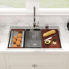 Sarlai 33in Drop In Single Bowl Stainless Steel Workstation Kitchen Sink