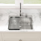 Sarlai 25'' x 22'' Stainless Steel Drop-In Double Hole Single Bowl Kitchen Sink