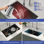 Sarlai 33'' Black Granite Composite Undermount Double Bowl Kitchen Sink with Accessories