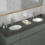Sarlai 16in Undermount Oval Pure White Porcelain Ceramic Bathroom Vessel Sink