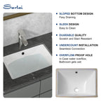 Sarlai 18.5'' Pure White Porcelain Ceramic Rectangle Undermount Bathroom Sink