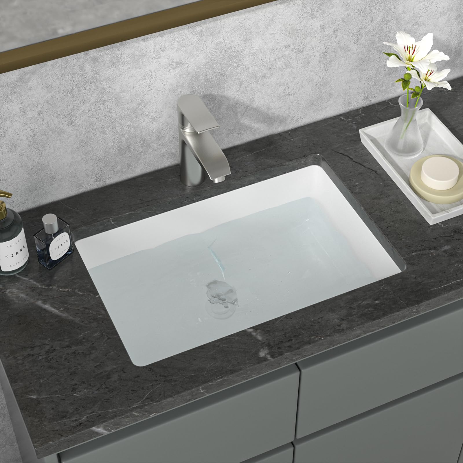 Sarlai 21'' x 14'' White Ceramic Undermount Rectangular Bathroom Sink