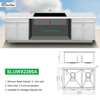 Sarlai 28in Undermount Double Bowl 60/40 Low Divide Stainless Steel Kitchen Sink