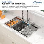 Sarlai 33'' x 22'' Topmount Double Bowl 60/40 Workstation Stainless Steel Kitchen Sink