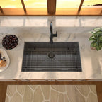 Sarlai 32'' x 19'' Gunmetal Black Stainless Steel Single Bowl Undermount Kitchen Sink