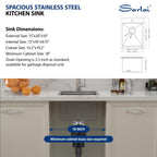 Sarlai 15 Drop Bar Sink Workstation - 15''x 20'' Kitchen Bar Sink Topmount Workstation 16 Gauge Stainless Steel Single Bowl Over Counter Kitchen Bar Prep RV Camper Outdoor Sink Basin