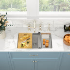 Sarlai 30in Under Counter White Granite Composite Quartz Single Bowl Workstation Kitchen Sink