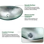 Sarlai Modern Artistic Tempered Glass Bathroom Vessel Sink, Countertop Bowl Basin for Lavatory Vanity Cabinet