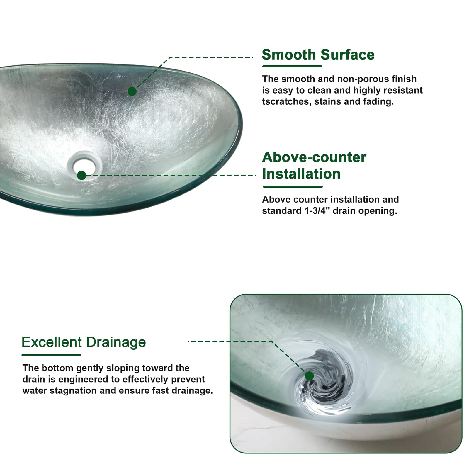 Sarlai Modern Artistic Tempered Glass Bathroom Vessel Sink, Countertop Bowl Basin for Lavatory Vanity Cabinet