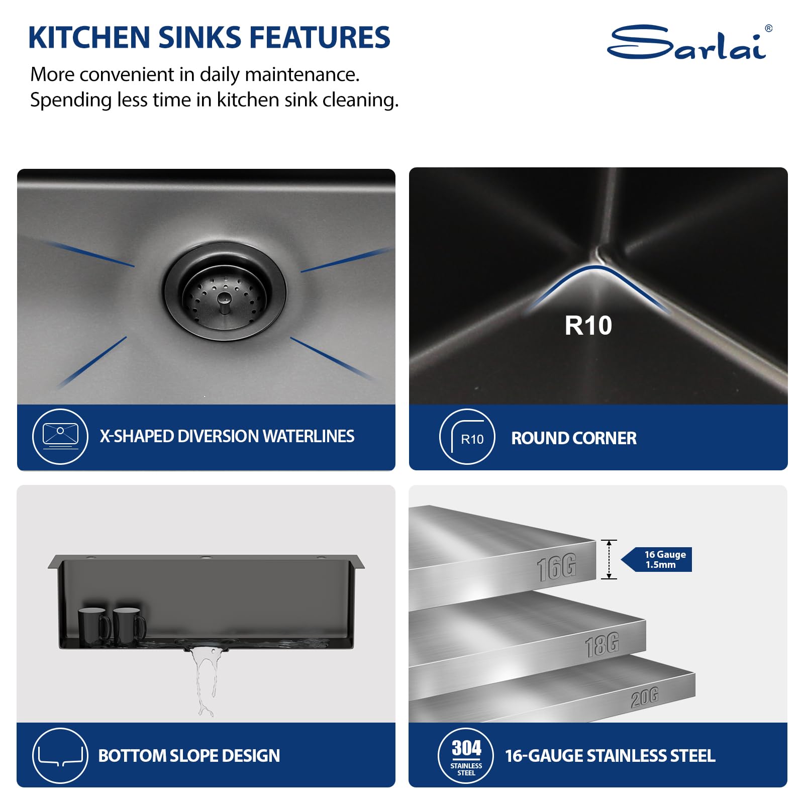 Sarlai 33''x22'' Gunmetal Black Drop-In Kitchen Sink, 16 Gauge Stainless Steel Topmount Single Bowl with Matching Kitchen Faucet