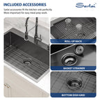Sarlai 33x22 Inch Gunmetal Black Drop-in Single Bowl Stainless Steel Kitchen Sink
