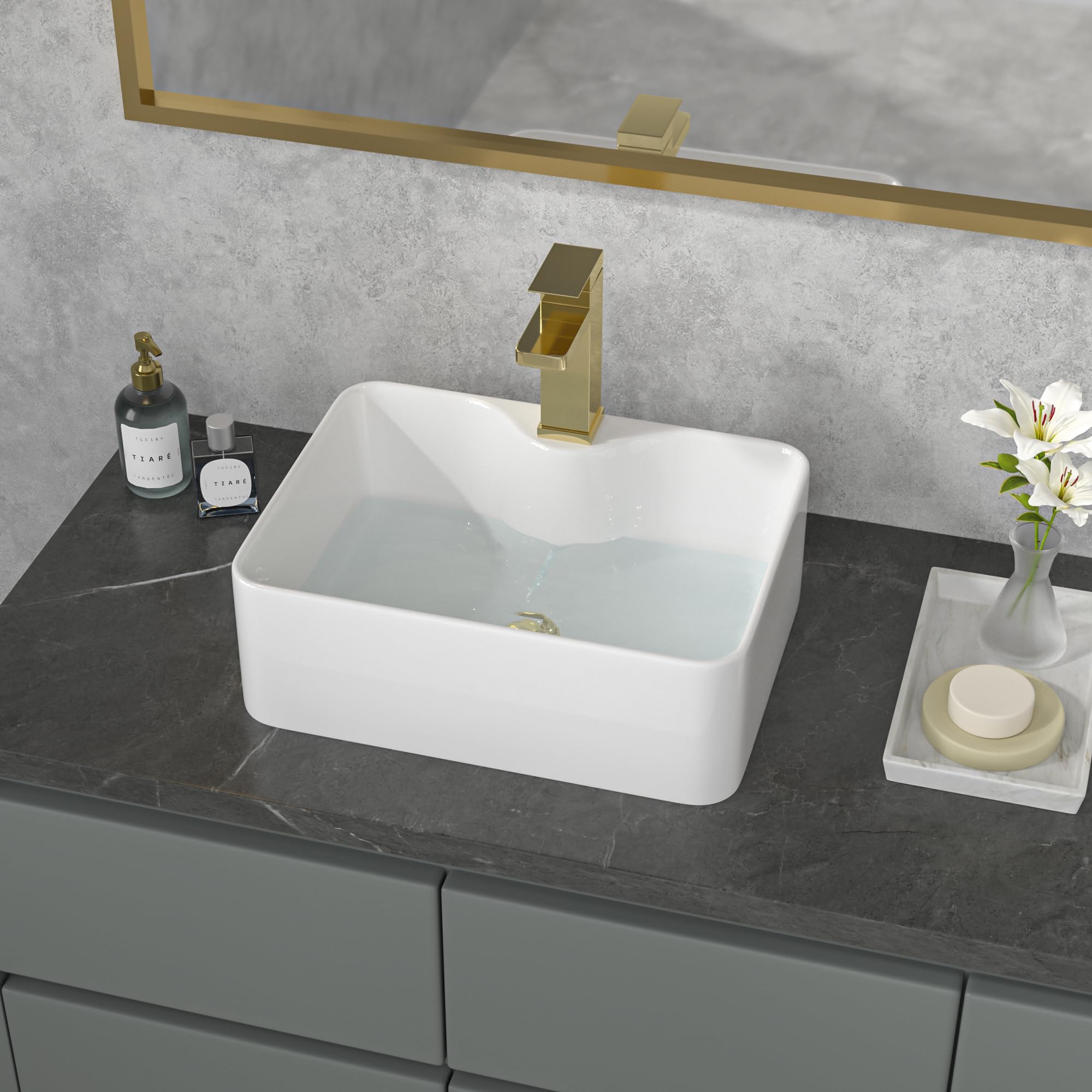 Sarlai 16''x12'' White Ceramic Porcelain Above Counter Bathroom Vessel Sink Secondary image