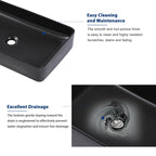 Sarlai Black Vessel Sink Rectangular - 24''x14'' Modern Bathroom Vessel Sink Rectangle Above Counter Black Ceramic Porcelain Lavatory Vanity Sink Art Basin