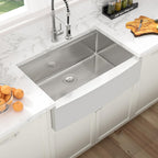 Sarlai 33in Apron Front Single Bowl Workstation Stainless Steel Farmhouse Kitchen Sink