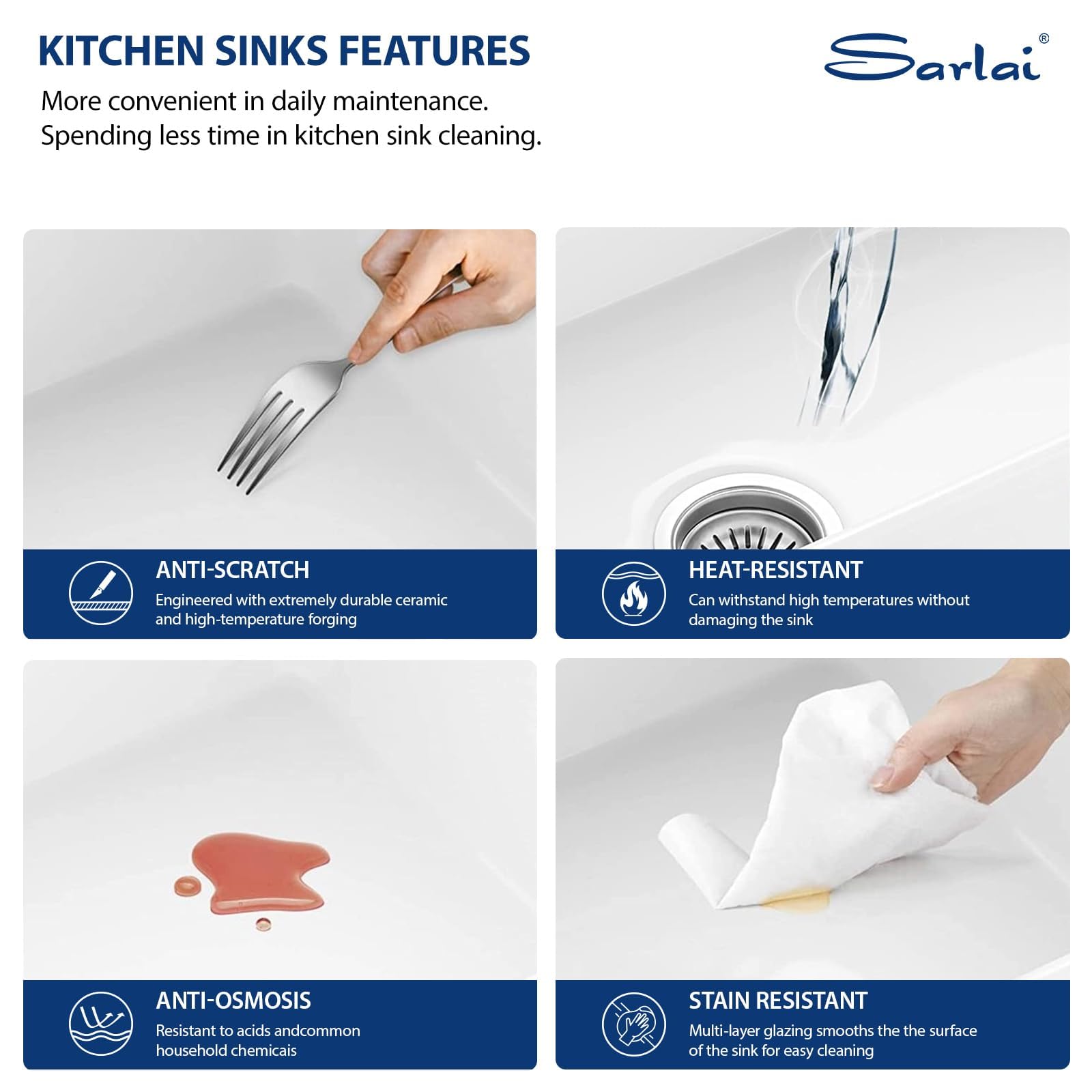 Sarlai 33''x19'' Curved Apron Front White Vitreous Fireclay Farmhouse Sink, Single Bowl Porcelain Ceramic Farm Kitchen Basin