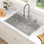 Sarlai 33'' Stainless Steel Drop-In Single Bowl Double Hole Kitchen Sink