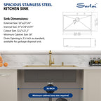 Sarlai 33''x22'' Gold Nano PVD Drop-In Workstation Kitchen Sink, 16 Gauge Stainless Steel Topmount Single Bowl with Pull-out Kitchen Faucet