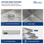 Sarlai 45''x19'' Extra Large Undermount Workstation Kitchen Sink, 16 Gauge Stainless Steel Deep Single Bowl Under Counter Basin