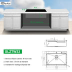 Sarlai 33'' x 22'' Drop In Single Bowl Stainless Steel Workstation Kitchen Sink with Z Shape Ledge